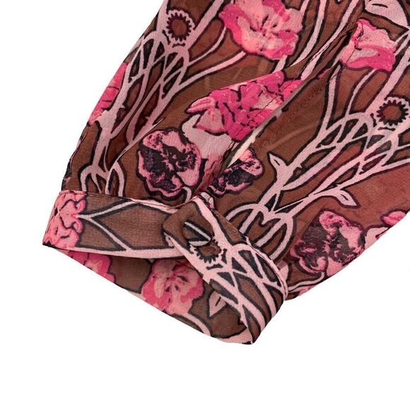 Topshop Pink Floral Dress Ruffles 6 Valentines Day - Picture 5 of 6